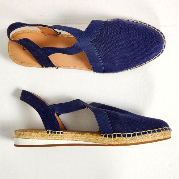 Lucky Brand RIFKA Size 10M Navy Slingback Espadrille Flat Sandals - Picture 1 of 8
